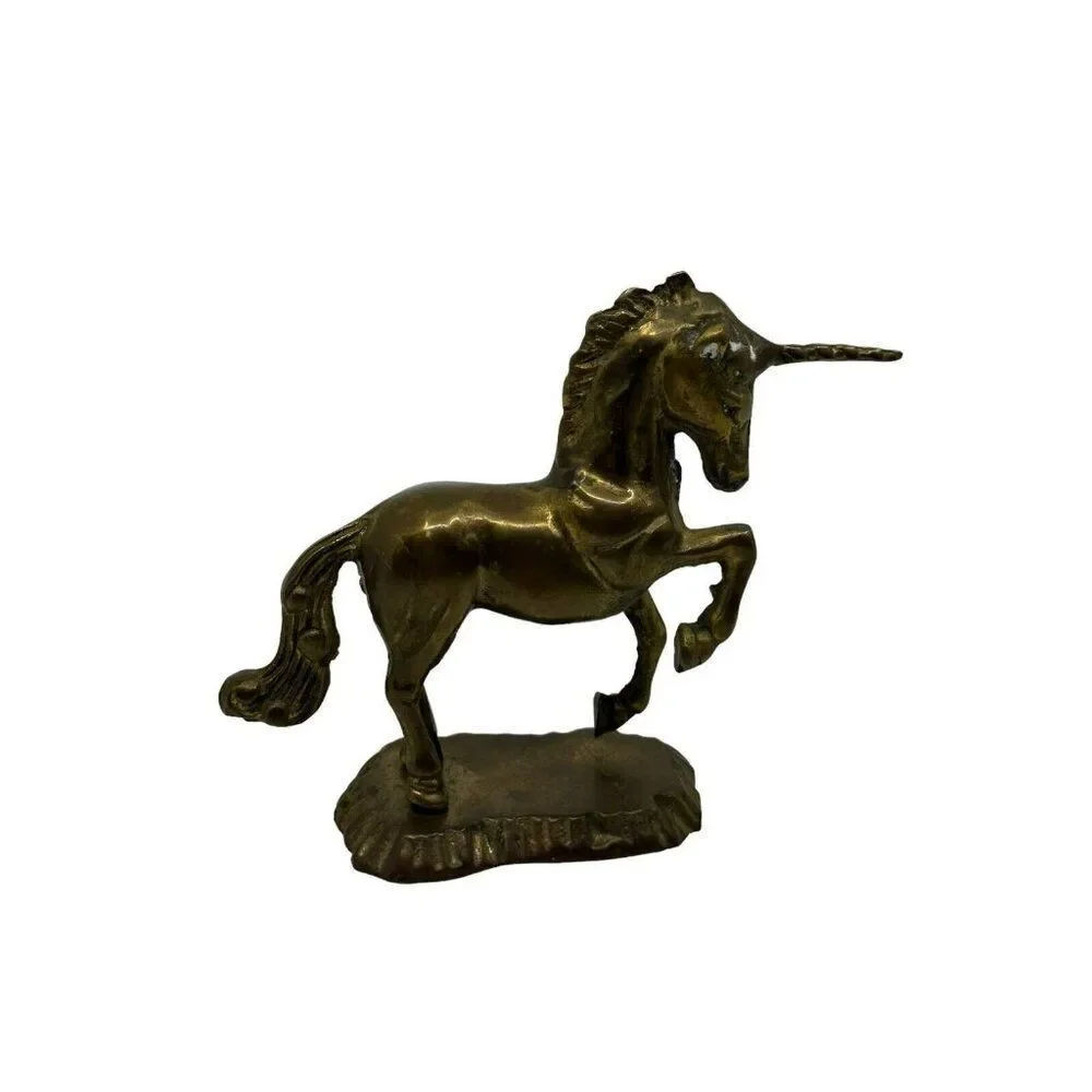 Vintage Figurine Brass Unicorn Horse Fantasy Mystical‎ Magical  Decor 5.5